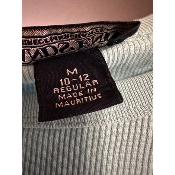 Lands End Womens Ribbed Long Sleeve Crew Neck Top Light Blue Size M 10-12 - Picture 4 of 5